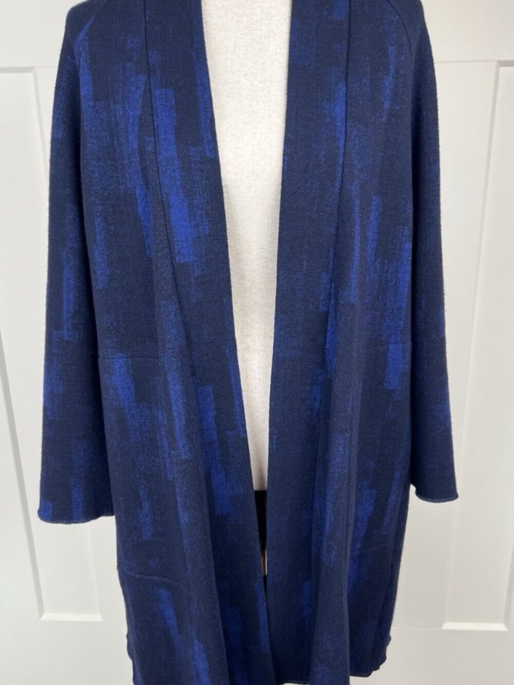 Eileen Fisher Navy & Royal Blue Open Drape Cardigan